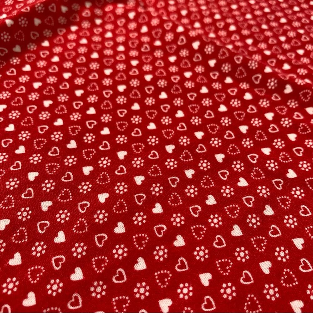 Reversible table runner red and white cottagcore holiday Christmas and Valentine